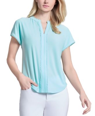 Jones New York - Women's Split-Neck Short-Sleeve Henley Top
