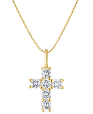 BEN ONI - 18k Gold-Filled Cubic Zirconia Cross 17-1/2" Pendant Necklace