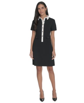 Calvin Klein - Women's Short-Sleeve A-Line Scuba Shirtdress