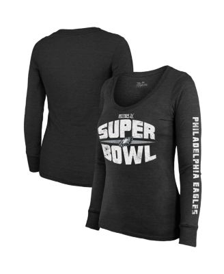Majestic - Women's Black Philadelphia Eagles Super Bowl LIX Franklin Tri-Blend Long Sleeve Scoop Neck T-Shirt