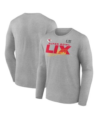 Fanatics - Men's Heather Gray Kansas City Chiefs Super Bowl LIX Big Tall Quick Pass Long Sleeve T-Shirt
