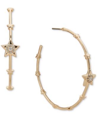 Emily in Paris - Gold-Tone Medium Pav&eacute; Star Hoop Earrings, 1.63"