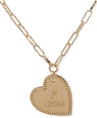 Emily in Paris - Gold-Tone Je T'aime Heart Pendant Necklace, 18" + 3" extender