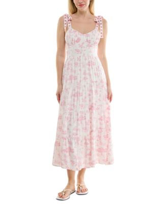 Trixxi - Juniors' Toile Tie-Strap Midi Dress
