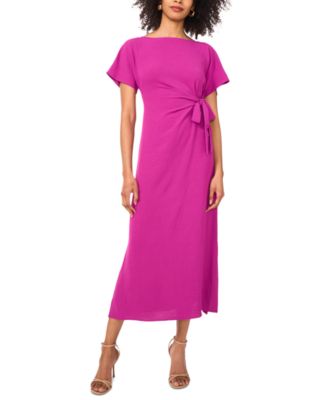 Vince Camuto - Women's Tie-Waist Boat-Neck Midi Dress
