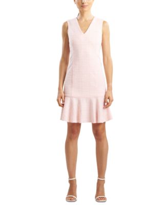 Natori - Women's V-Neck Sleeveless A-Line Tweed Dress