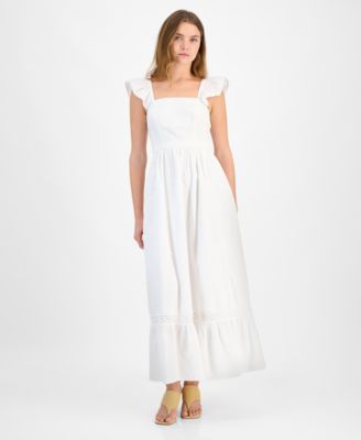 And Now This - Petite Cotton Flutter-Sleeve Tiered Maxi Dress