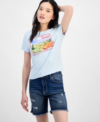 Rebellious One - Juniors' Tuscany Postal Graphic T-Shirt
