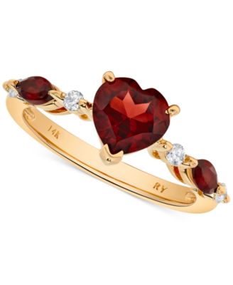Macy's - Garnet (1-7/8 ct. t.w.) & Diamond (1/10 ct. tw.) Heart Ring in 14k Gold