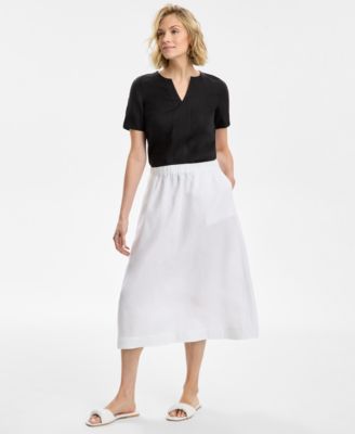 Charter Club - Petite Linen Pull-On Midi Skirt