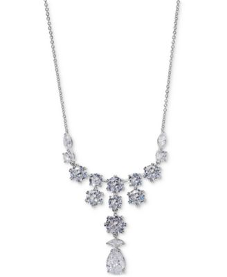 Eliot Danori - Silver-Tone Cubic Zirconia Statement Necklace, 16" + 2" extender