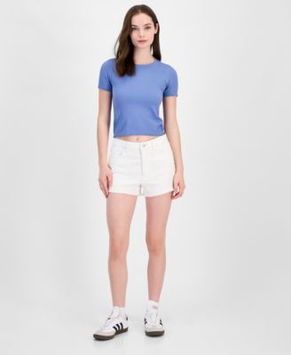 Tinseltown - Juniors' Lace-Trimmed Mom Shorts