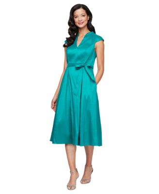 Alex Evenings - Petite Tied V-Neck Midi Dress
