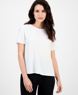 AK Anne Klein - Petite Crewneck Short-Sleeve Top