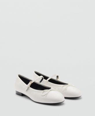 MANGO - Women's Strip And Bow Detail Ballerina Shoes