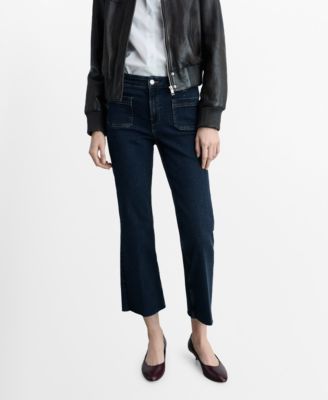 MANGO - Women's Flared Cropped Jeans