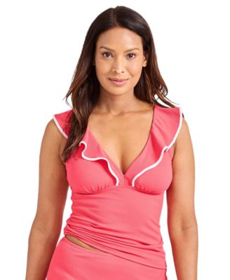 Tommy Bahama - Women's Cabana Ruffled Tummy-Control Tankini Top