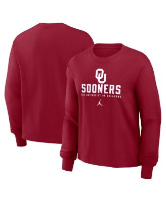 Jordan - Women's Crimson Oklahoma Sooners Primetime University Long Sleeve Boxy T-Shirt