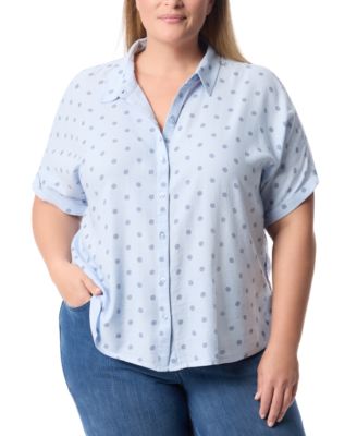 Gloria Vanderbilt - Plus Size Daisy Printed Cuffed-Sleeve Button-Front Shirt