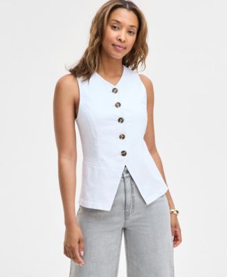 On 34th - Women's Linen-Blend Longline Vest