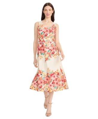 Maggy London - Women's Floral-Print Cotton Midi Dress