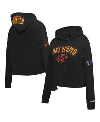 Pro Standard - Women's Black Oklahoma City Thunder 2024/25 City Edition Chenille Applique Cropped Pullover Hoodie