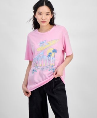 Disney - Juniors' Stitch Ohana Surf Graphic T-Shirt