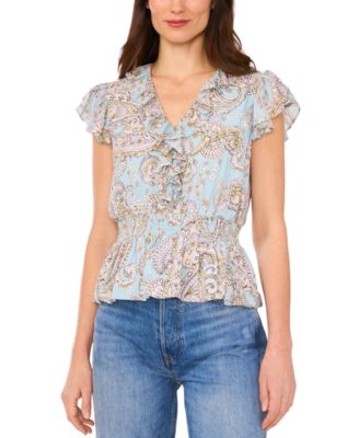 Parker - Women's The Margot Paisley-Print Ruffled Top