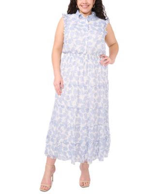 MSK - Plus Size Floral-Print Tiered Maxi Dress