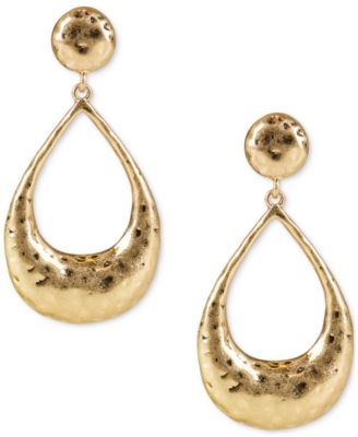 Patricia Nash - Gold-Tone Hammered Finish Teardrop Door Knocker Drop Earrings