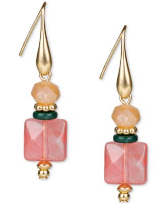 Patricia Nash - Gold-Tone Square & Round Double Bead Drop Earrings