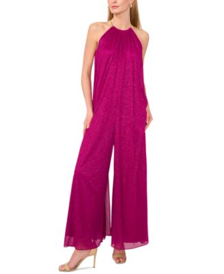MSK - Women's Necklace Halter Wide-Leg Jumpsuit