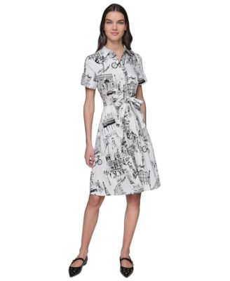 KARL LAGERFELD PARIS - Petite Short-Sleeve Shirtdress