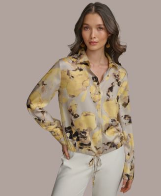 Donna Karan New York - Women's Printed Drawstring Blouse