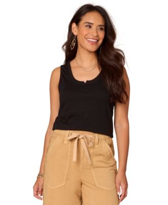 Democracy - Petite Notched Scoop-Neck Sleeveless Top