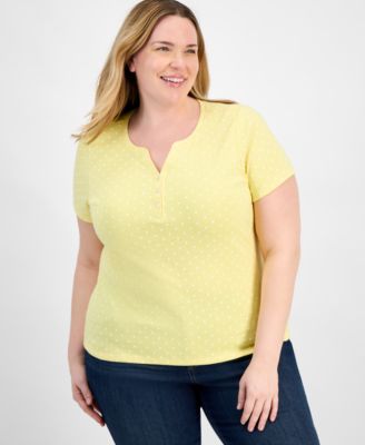 Macy's - Plus Size Printed Henley Knit Top