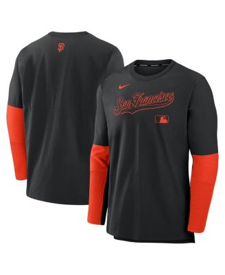 Nike - Men's Black/Orange San Francisco Giants Authentic Collection Lightweight Player Tri-Blend Performance Pullover Sweatshirt