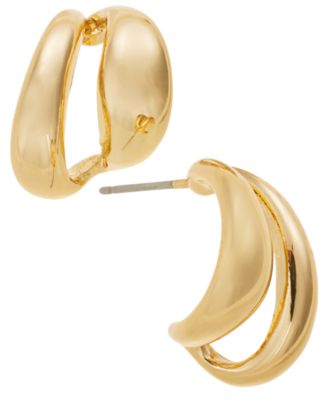 On 34th - Gold-Tone Small Sculptural Hoop Earrings, 0.7"