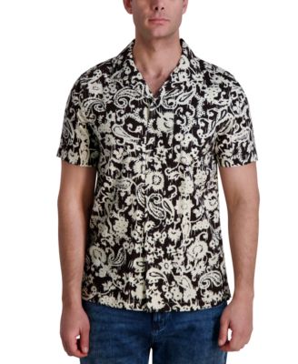 KARL LAGERFELD PARIS - Men's Regular-Fit Paisley Button-Down Camp Shirt