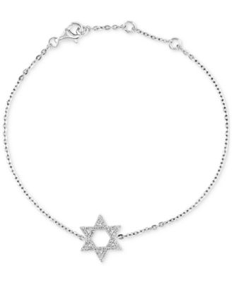 LALI Jewels - Diamond Pav&eacute; Star of David Chain Link Bracelet (1/6 ct. t.w.) in 14k White Gold