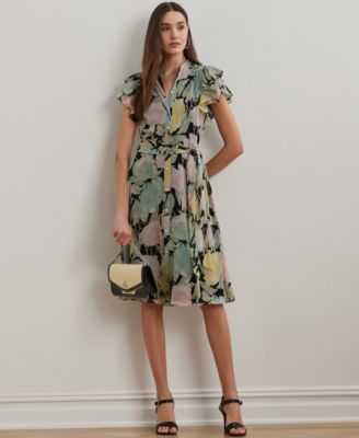 Lauren Ralph Lauren - Petite Floral Belted Georgette Shirtdress