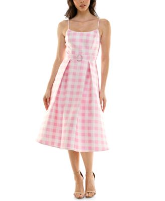 pear culture - Women's Checkered Fit & Flare Midi Dress