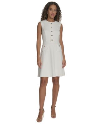 Tommy Hilfiger - Petite Basket-Weave Button-Front Dress