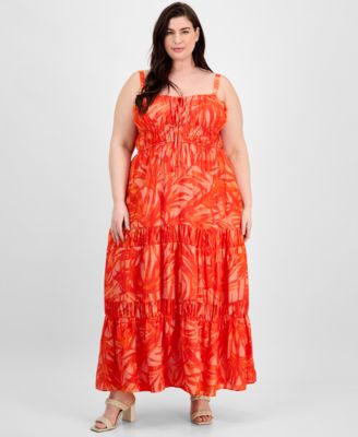 Taylor - Plus Size Tiered Floral-Print Maxi Dress