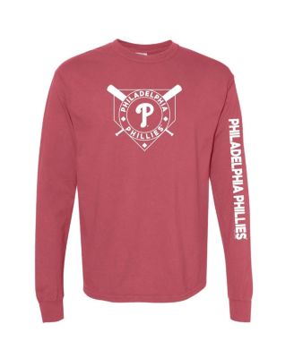 Soft As A Grape - Women's Red Philadelphia Phillies Pigment Dye Long Sleeve T-Shirt