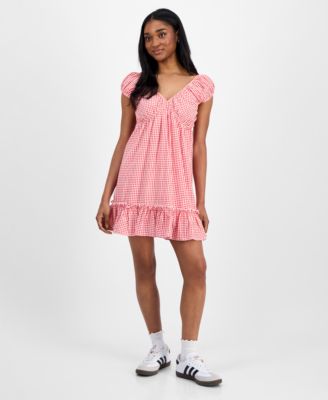 Celebrity Pink - Juniors' Floral-Print Babydoll Mini Dress