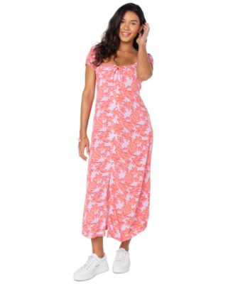 Roxy - Shelley Coast Floral-Print Tie-Front Midi Dress