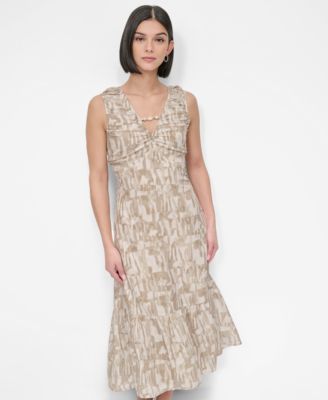 DKNY - Women's City Burnout Beaded-Trim V-Neck Dress