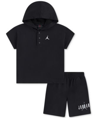 Jordan - Little Boys Henley Hoodie & Shorts, 2 Piece Set