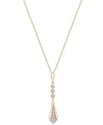Wrapped in Love - Diamond Flare Linear 18" Pendant Necklace (1/4 ct. t.w.) in 14k Gold